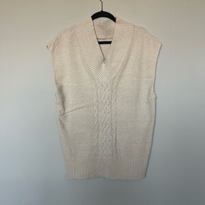 Cream Oversized V Neck Knit Sweater Vest | NWOT